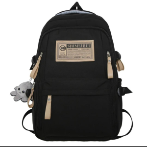 Aesthetic Large Capacity Cute Backpack light weight solid(black)