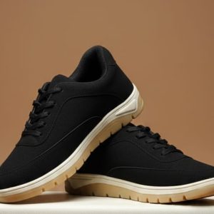 Men's solid( black) colour lace up trp rubber sool sneakers.