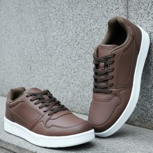 Finelook classical choclate colour lace up sneakers for men.