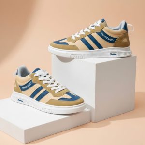 Terra Stripe cream colour lace up classical sneakers.