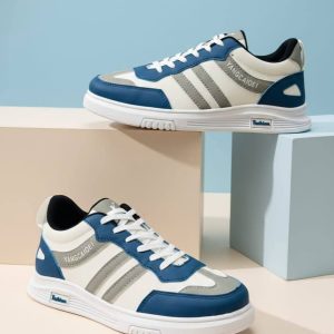 Terra Stripe blue colour lace up classical sneakers.