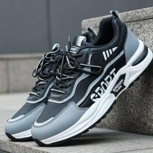 sport black high quality rubber sool lace up sneakers for men.