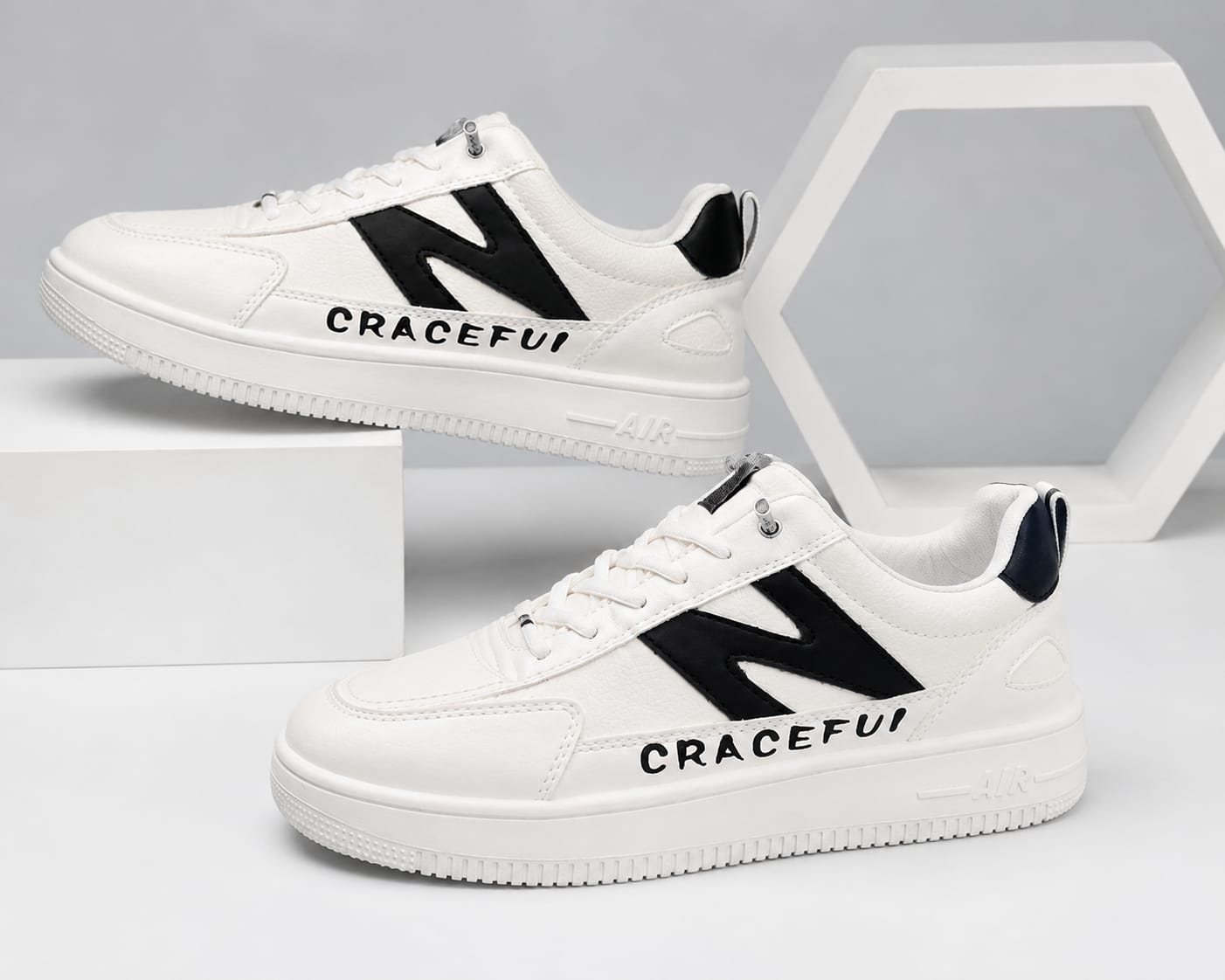 N (White )converse lace free casual sneakers for boys. - Image 2