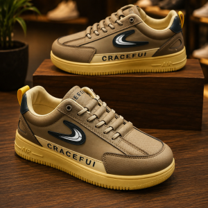 Dark cochlate  craceful design lace free lightweight sneakers for men.
