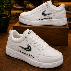 white craceful design lace free lightweight sneakers for men.