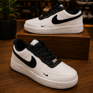 white air force lace up lightweight sneakers for men.