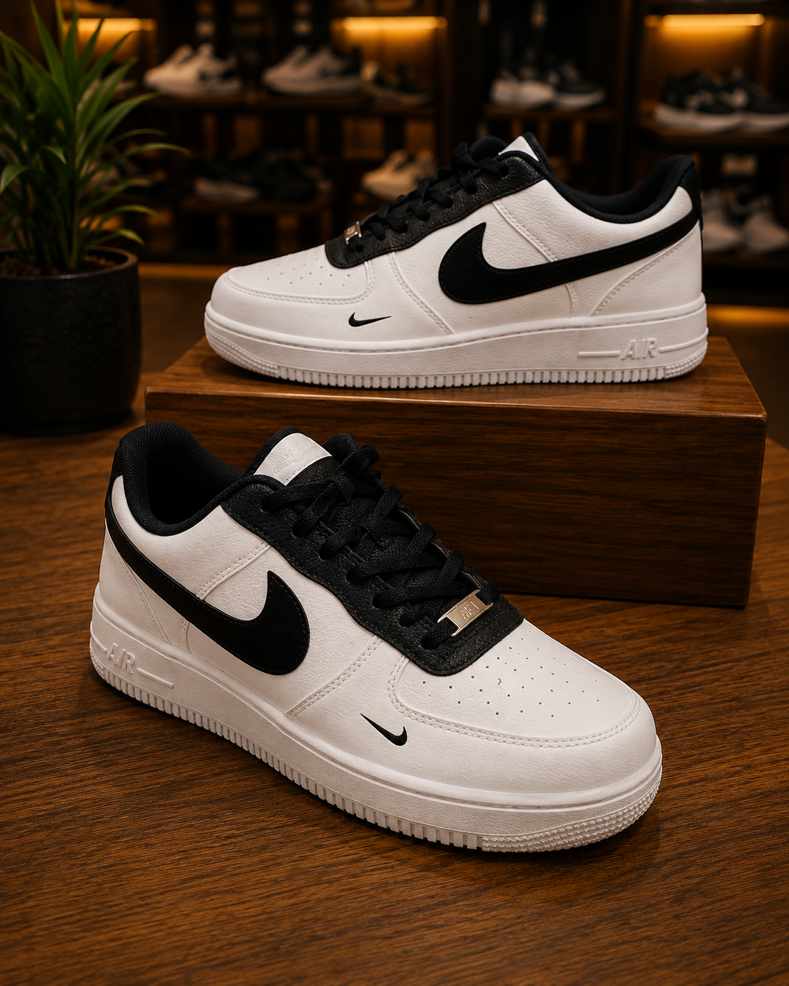 white air force lace up lightweight sneakers for men.