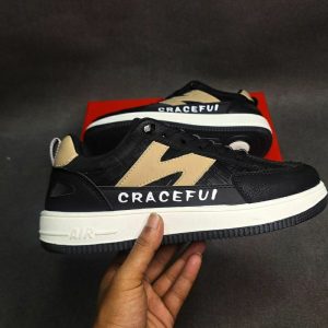 Black N high quality mesh leather lace free casual lightweight sneakers for men.