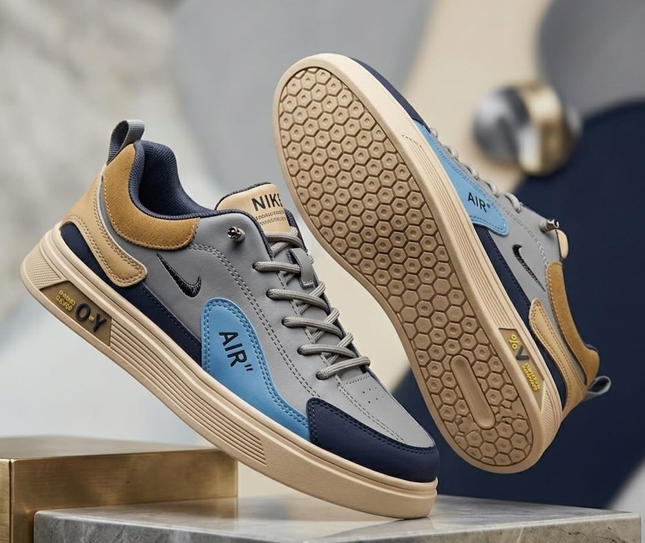 CLASSY BANGUARD light blue sneakers lace free premium shoes for men.