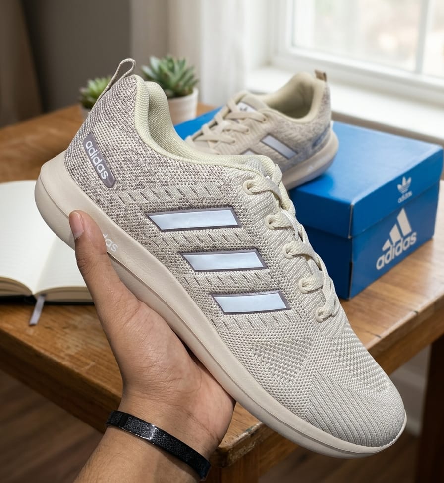 ADIDAS Rapid mesh light weight( creamy beige )shaded premium sneakers for men.