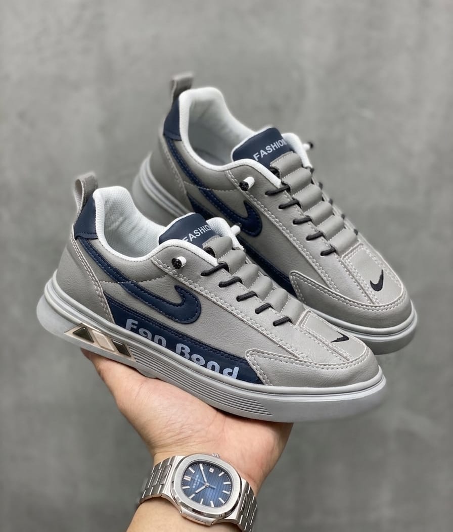 FAN BOND ARTICEL ash and blue colour sneakers for men.