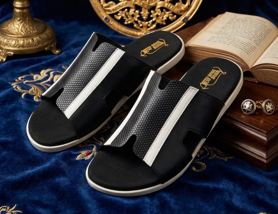 Liniar shape (Black) slide punjabi sandels for men. - Image 7