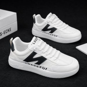 Black white N lace free lightweight sneakers for men.