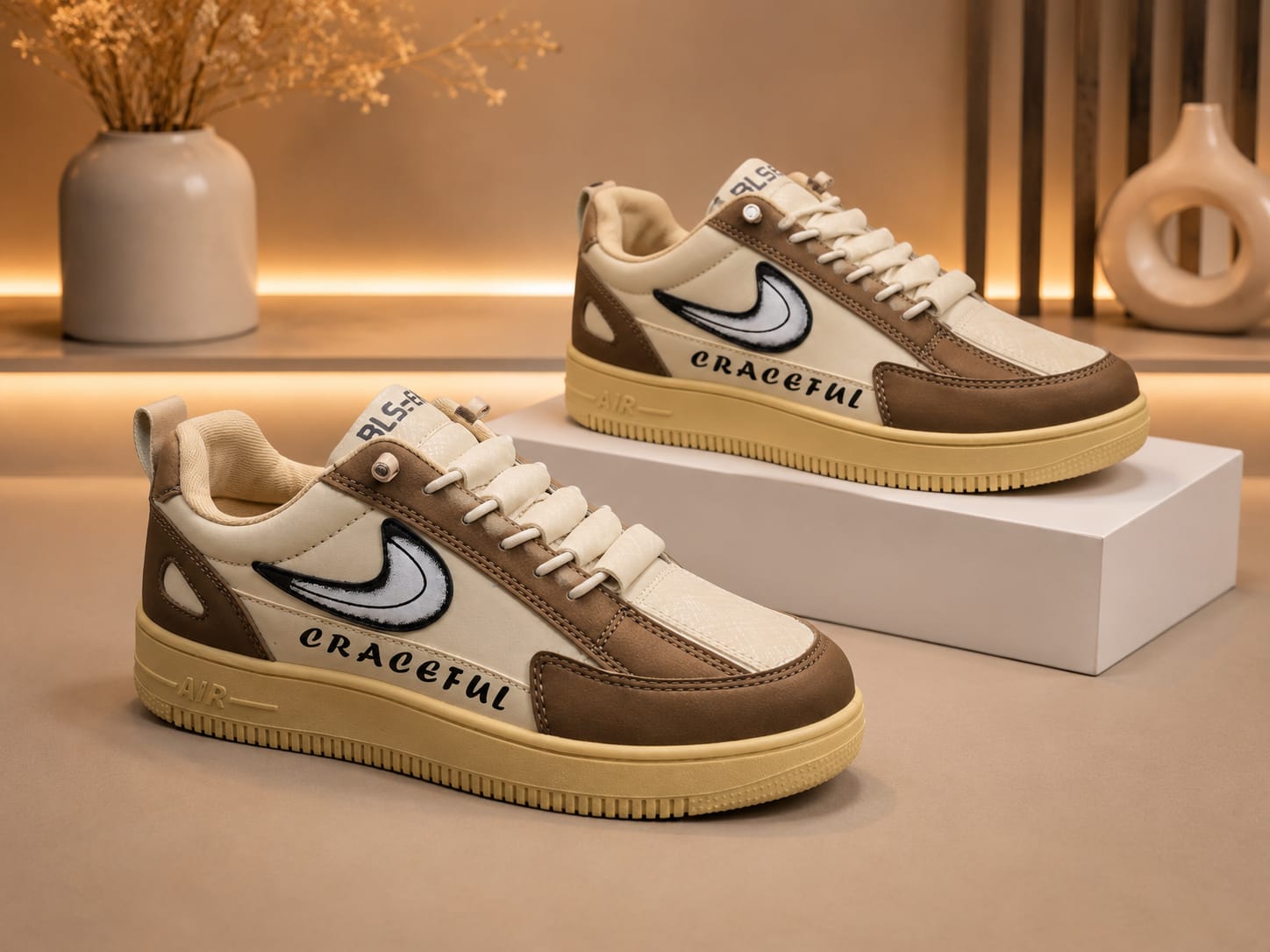 Ashthetics CRACEFULL (brown) new sneakers lace free premium shoes for men. - Image 3
