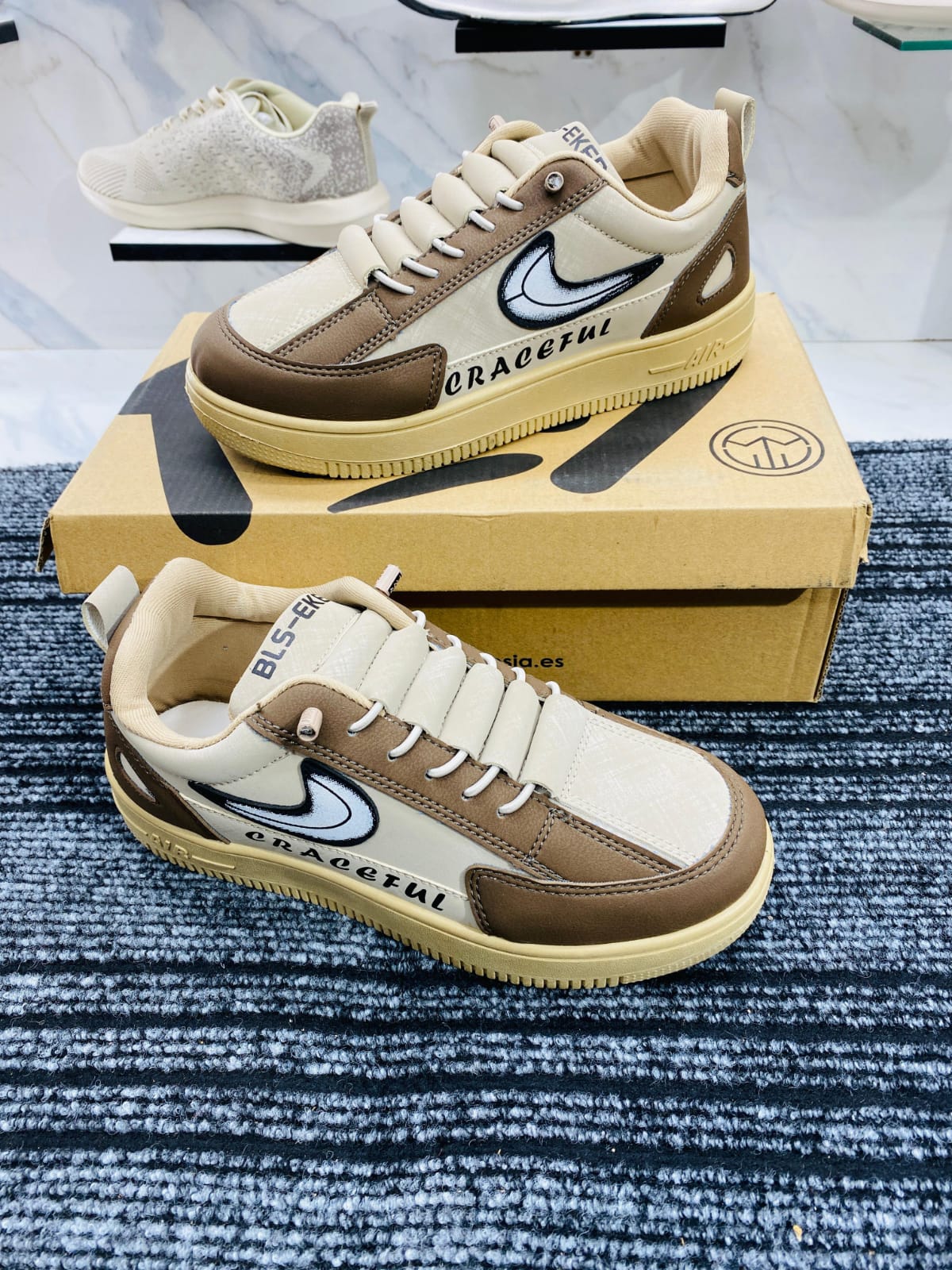 BROWN crace full chaina high quality lace free casual lightweight sneakers for men. - Image 3