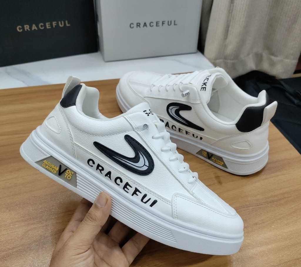 Ashtetic cracefull (white) new sneakers lace free premium shoes for men. - Image 3