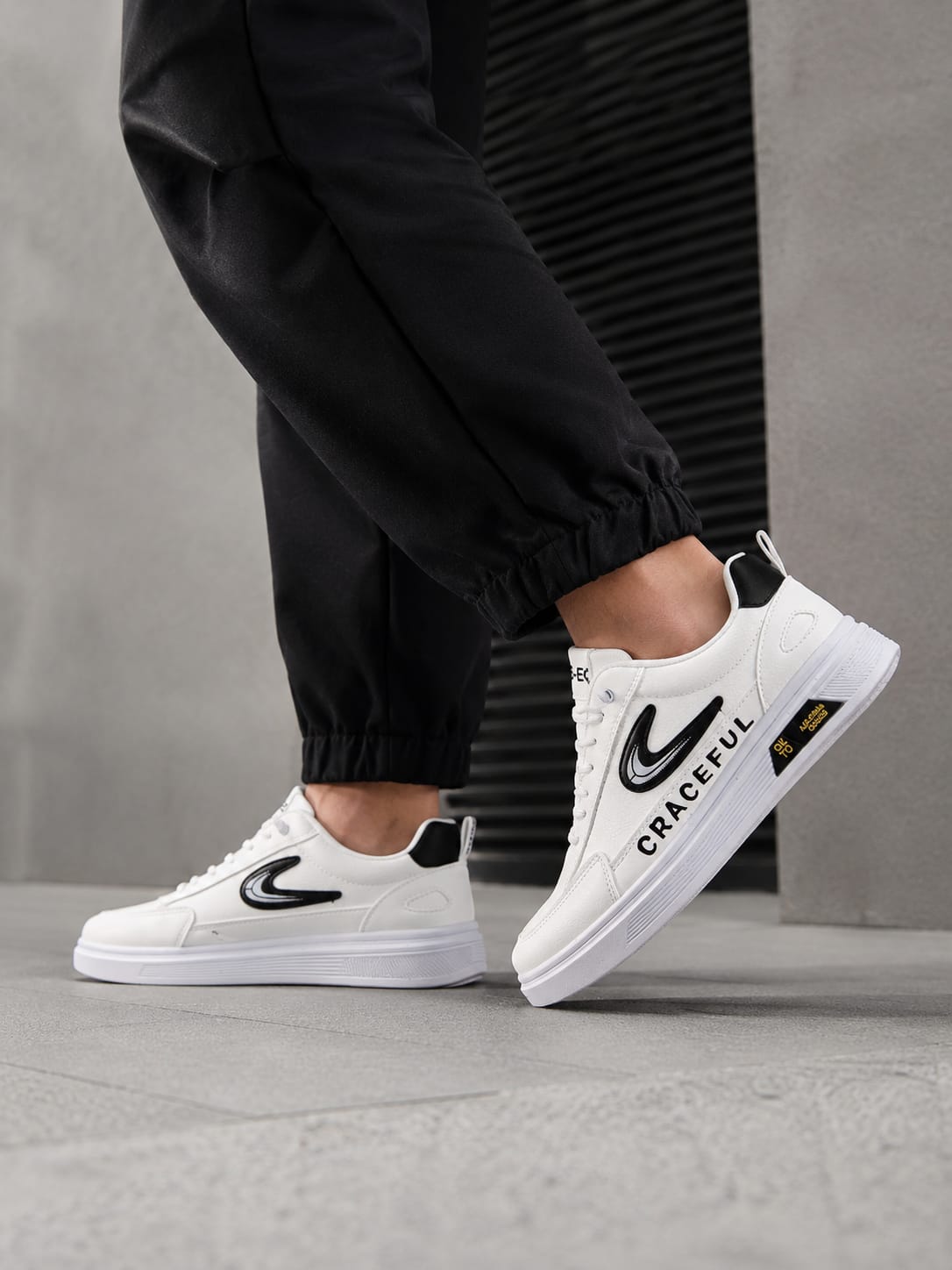 Ashtetic cracefull (white) new sneakers lace free premium shoes for men. - Image 4