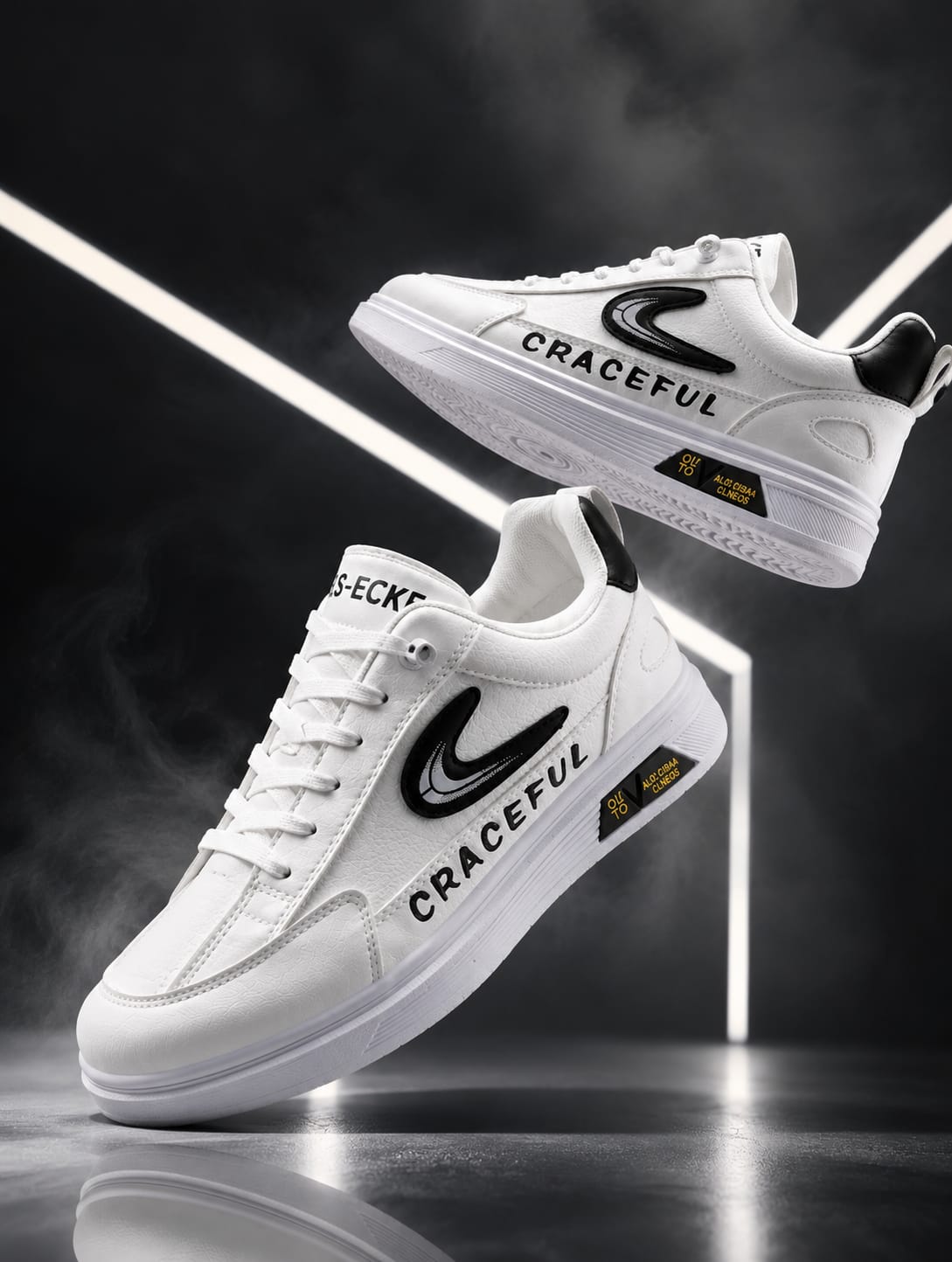 Ashtetic cracefull (white) new sneakers lace free premium shoes for men. - Image 2