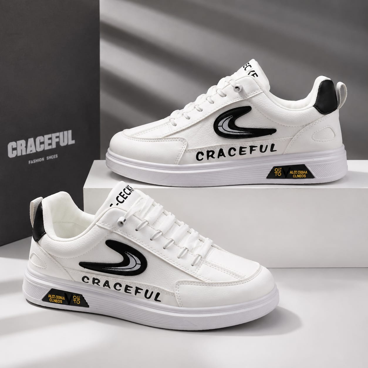 Ashtetic cracefull (white) new sneakers lace free premium shoes for men.