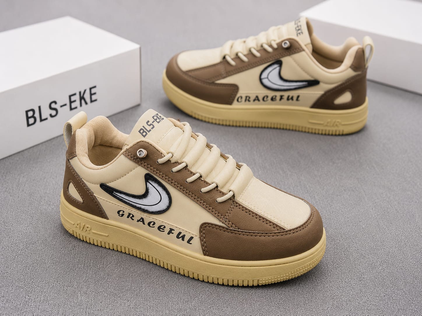BROWN crace full chaina high quality lace free casual lightweight sneakers for men.
