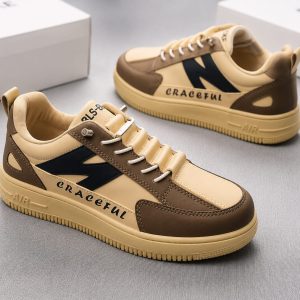 Brown N lace free lightweight sneakers for men.