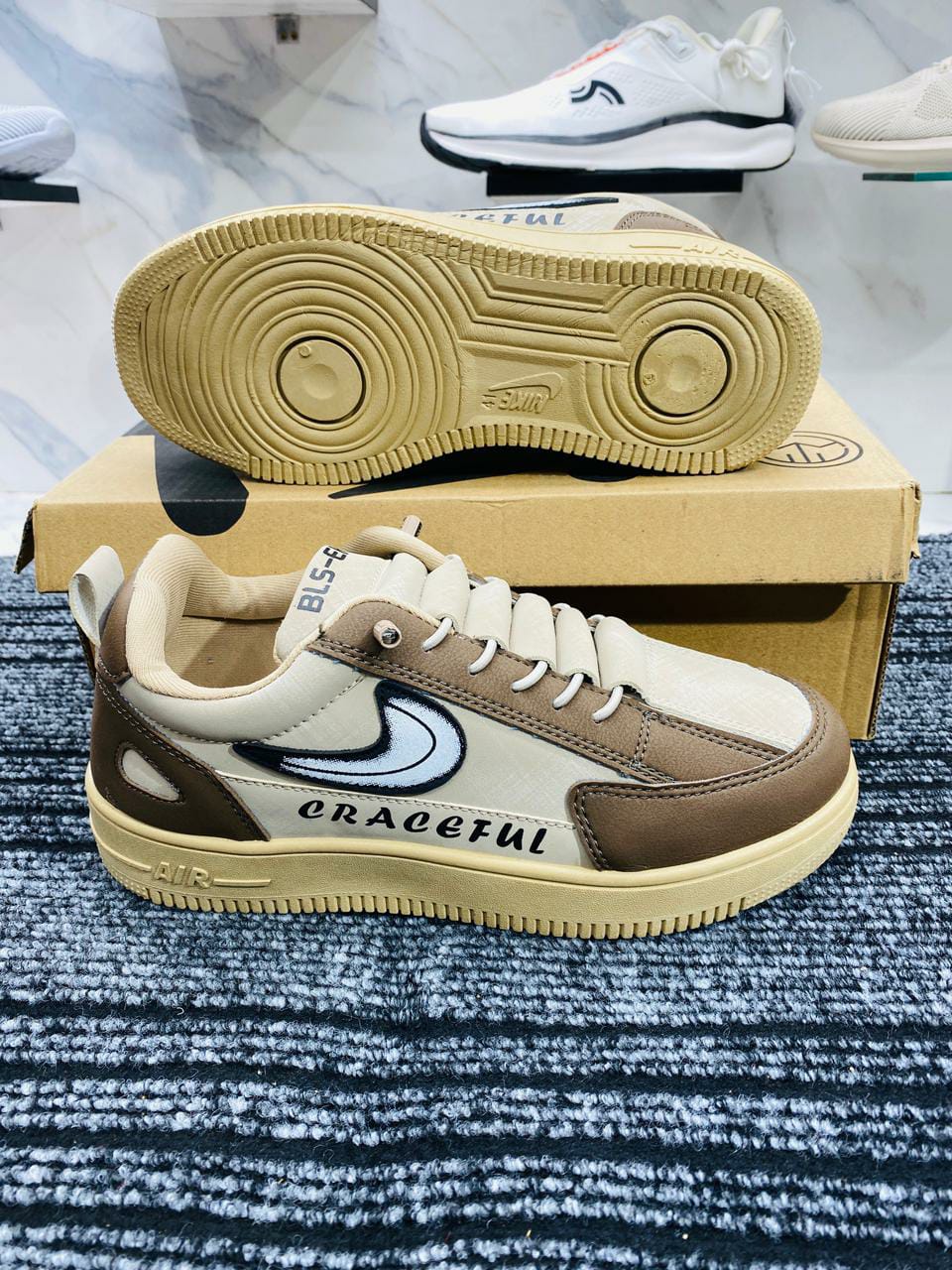 BROWN crace full chaina high quality lace free casual lightweight sneakers for men. - Image 2