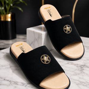 Aviator swede leather premium (black) punjabi sandels for men.