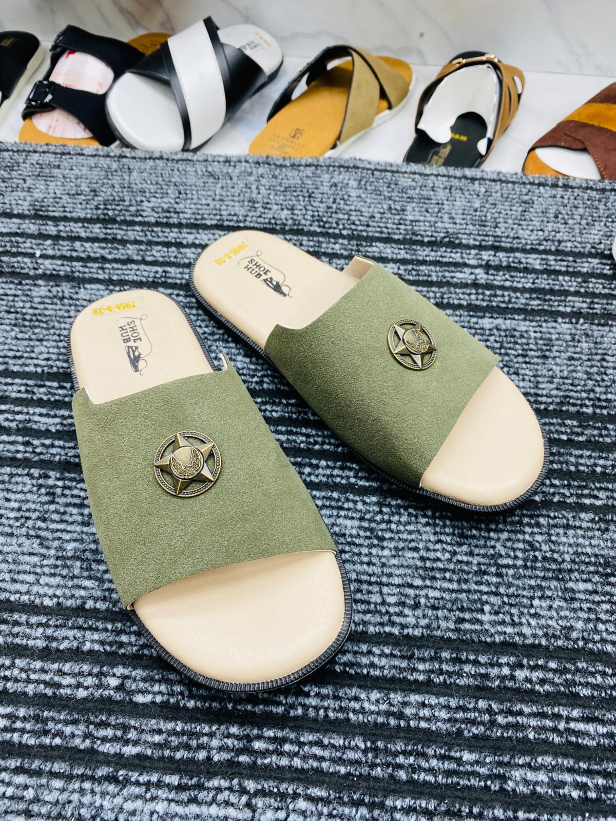Aviator swede leather premium (olive) punjabi sandels for men. - Image 3