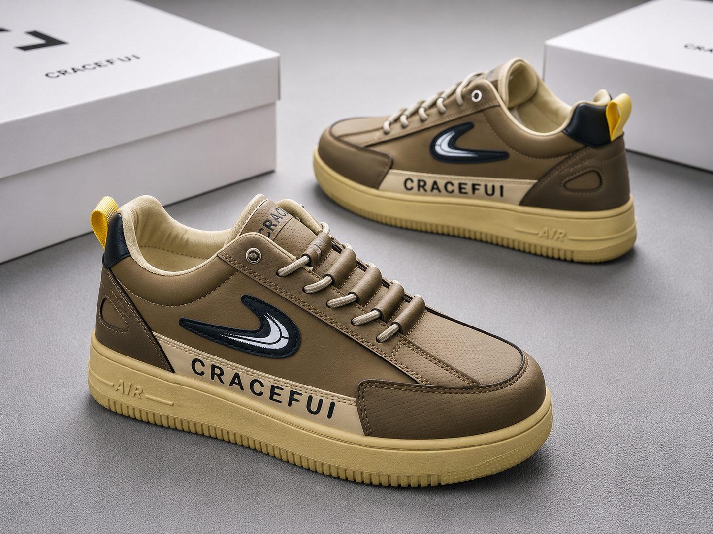 Dark cochlate craceful design lace free lightweight sneakers for men. - Image 2