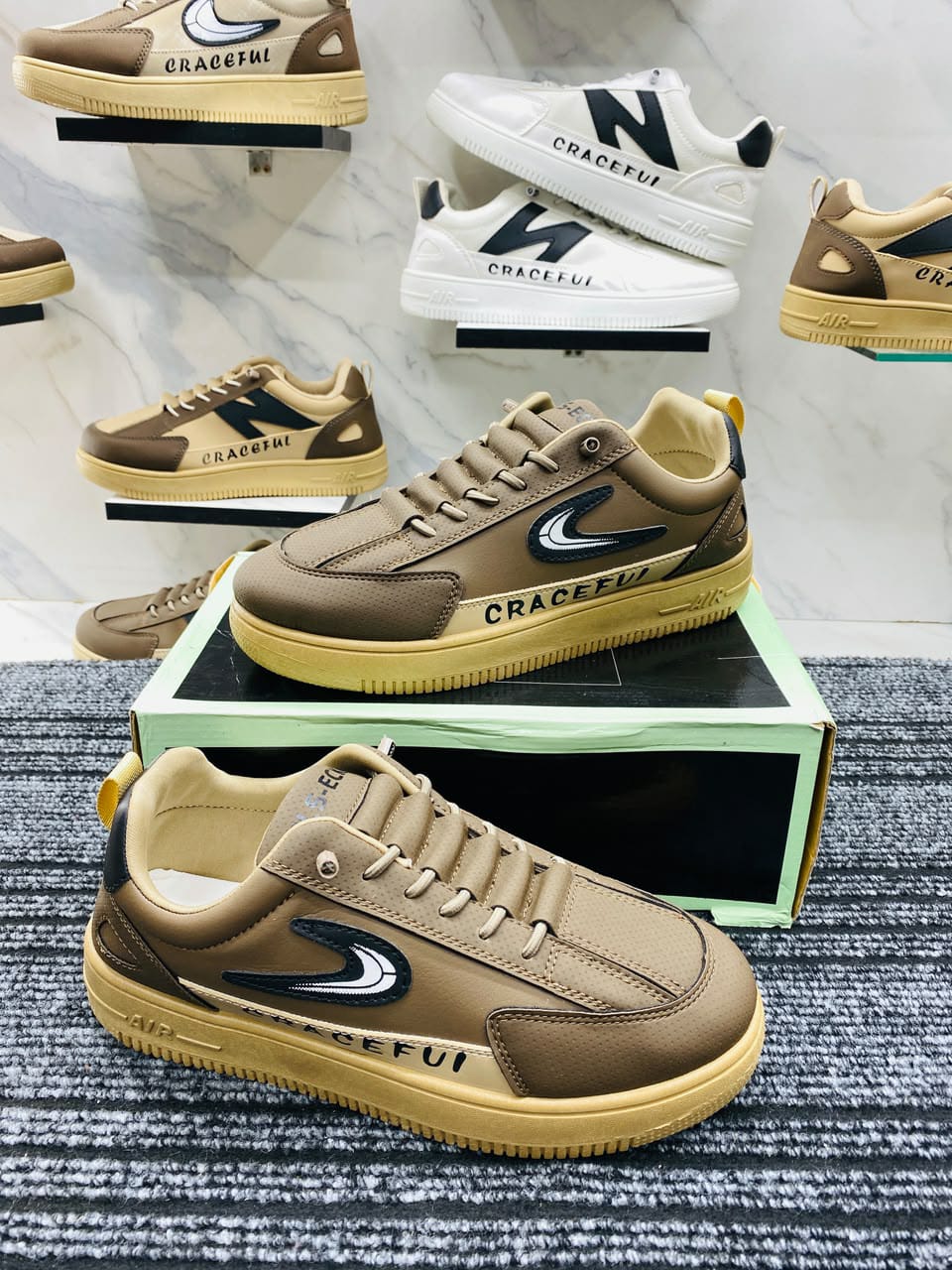 Dark cochlate craceful design lace free lightweight sneakers for men. - Image 5
