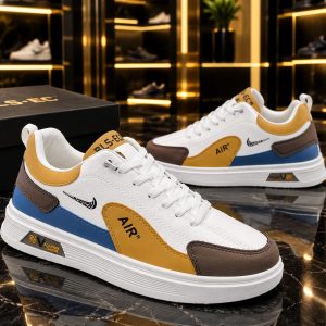 Banguard brown white design lace free lightweight sneakers for men.