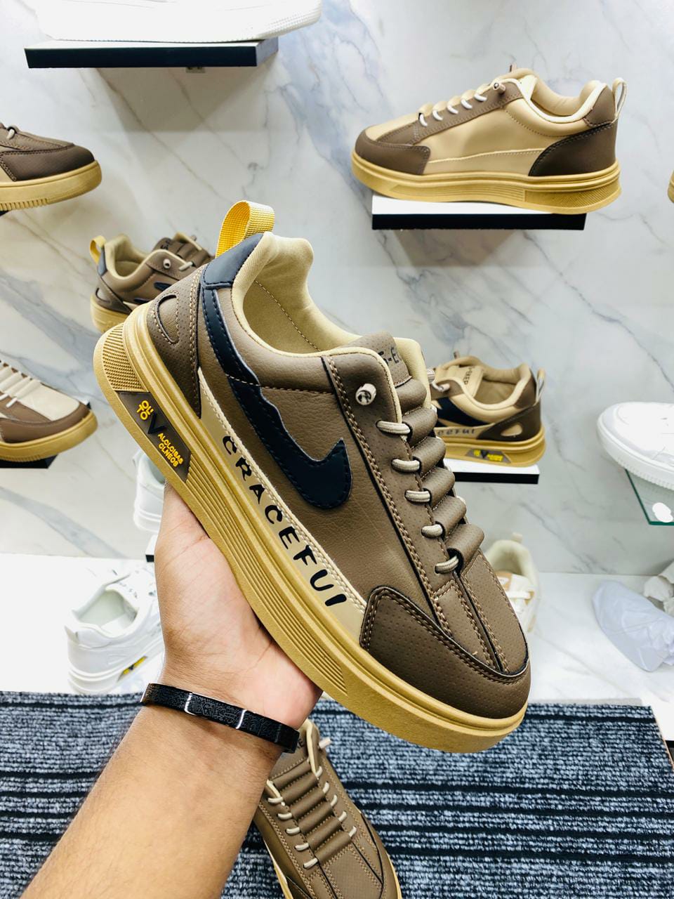 Brown nike new design lace free lightweight sneakers for men. - Image 3