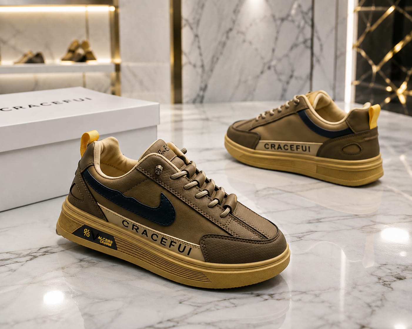 Brown nike new design lace free lightweight sneakers for men. - Image 2
