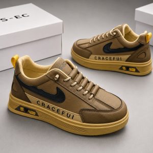 Brown nike new design  lace free lightweight sneakers for men.