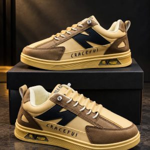 Ashtetic brown N new design lace up lightweight sneakers for men.