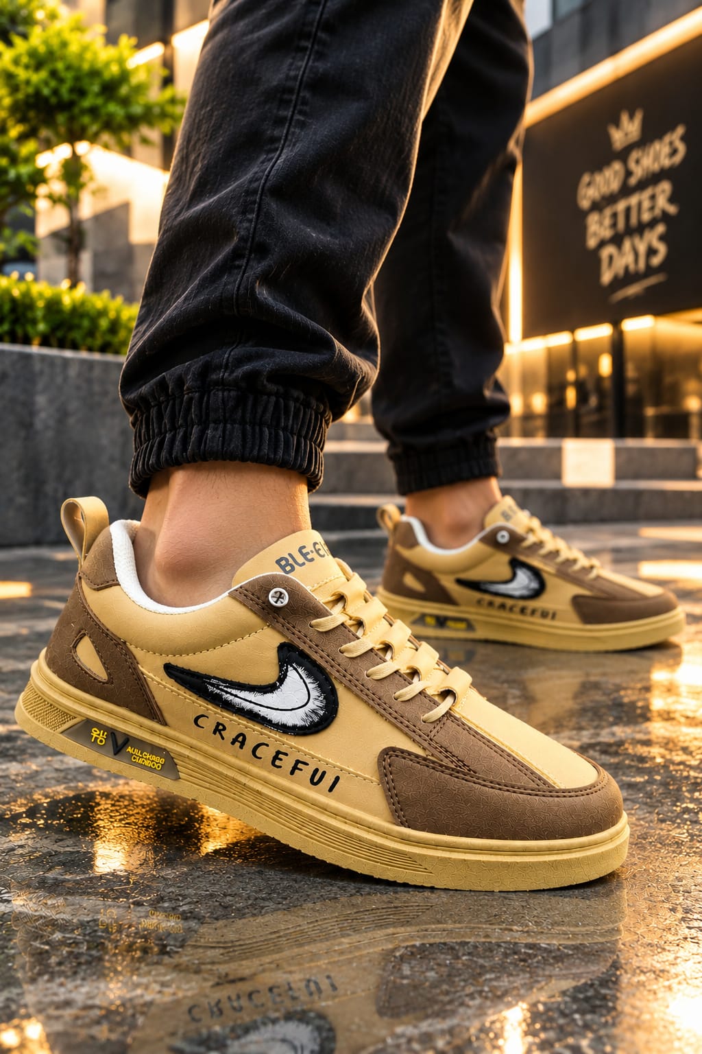 Brown craceful ( new )design lace free lightweight sneakers for men. - Image 2
