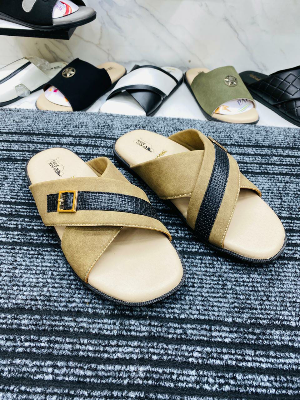 CROSS slide buckel brown stylish punjabi sandel for men. - Image 3