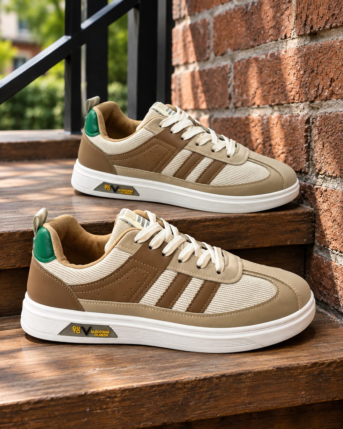Adis step lace up brown design rubber sool sneakers for men.
