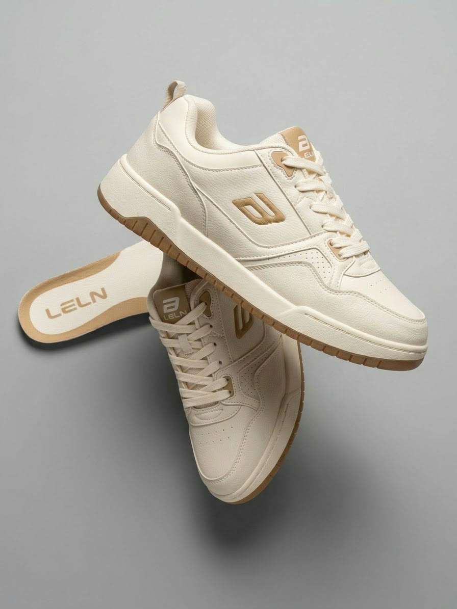 Red tape cream colour bond street lace up sneakers for men. - Image 2