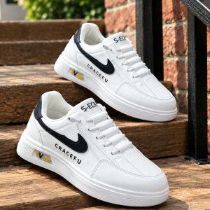 classical white nike new design  lace free lightweight sneakers for men.