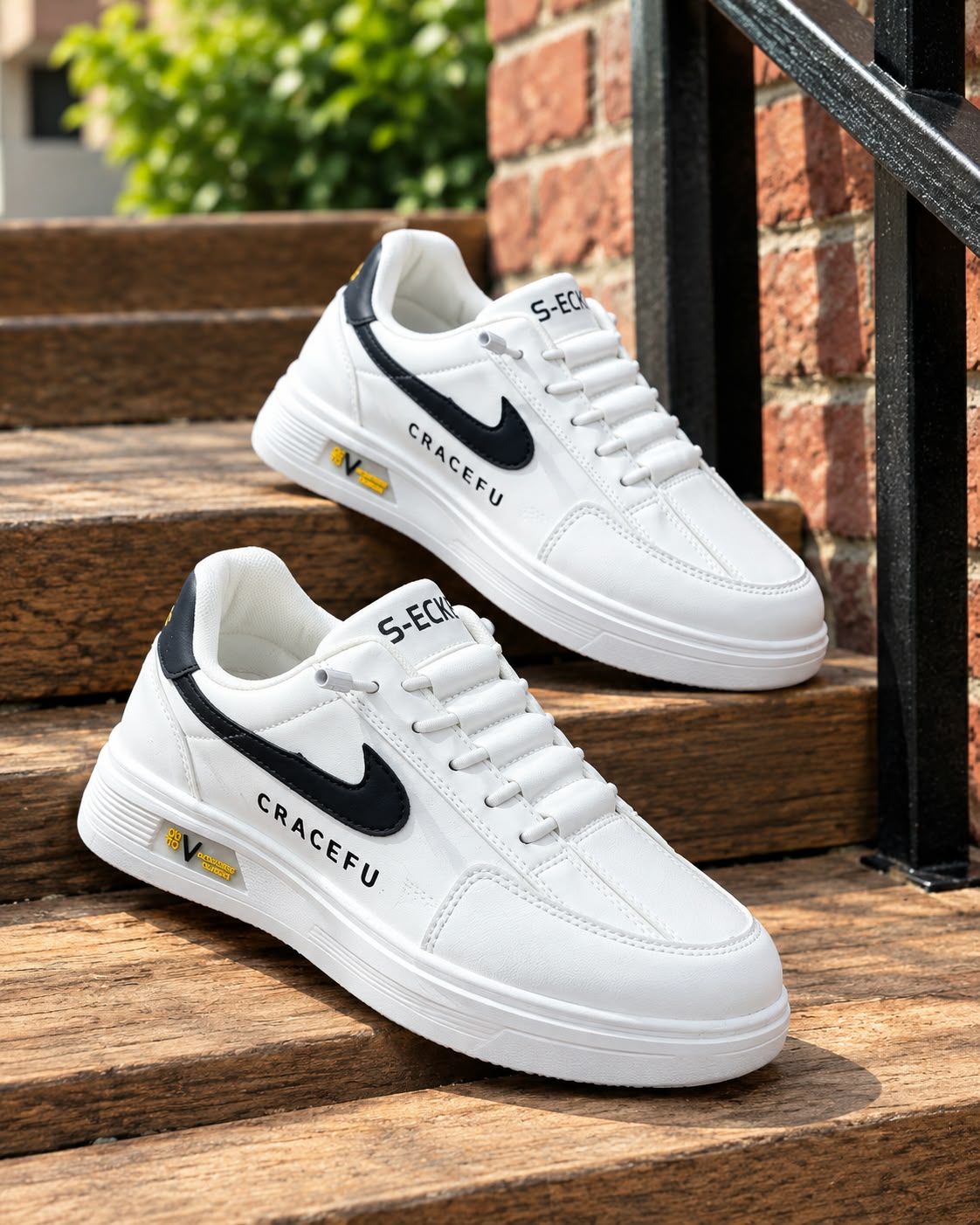 classical white nike new design lace free lightweight sneakers for men.
